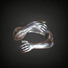anillo manos abrazar dedo abrazo fidelidad amor matrimonio cuerpo enamorado pareja compromiso boda mujer hombre joyería joya anillos 3d print model - Mito3D