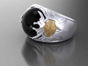 anel Harley Davidson motores pedra ciclos prata ouro luxo imprimível 3d jóia 3djewelry jóias platina joalheria argolas gema motor Rapidez 3d print model - Mito3D