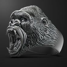 anel cabeça of gorila 3d impressão rosnando rosna joalheria argolas 3d print model - Mito3D
