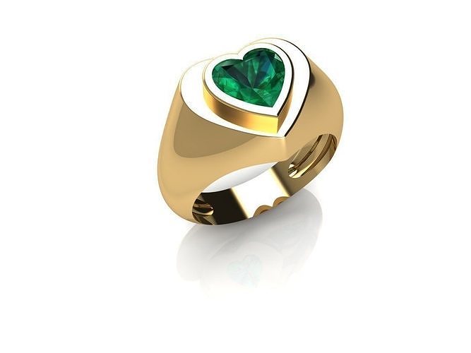 squillare cuore gioielleria splendente platino cromo prezioso nozze illustrazione lusso Fidanzamento retrò anelli argento stampabile gioiello arte diamante grande gemma 3D print model - Mito3D