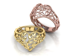 ring heart leaves style own design 3d model 0244 floral signet women 3dring usa canada europe jewelry australia cad silver gold goldring rings 3d print model - Mito3D
