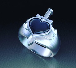 ring heart sword 3d print model jewelry rings errings printable platinum gold silver 3d print model - Mito3D