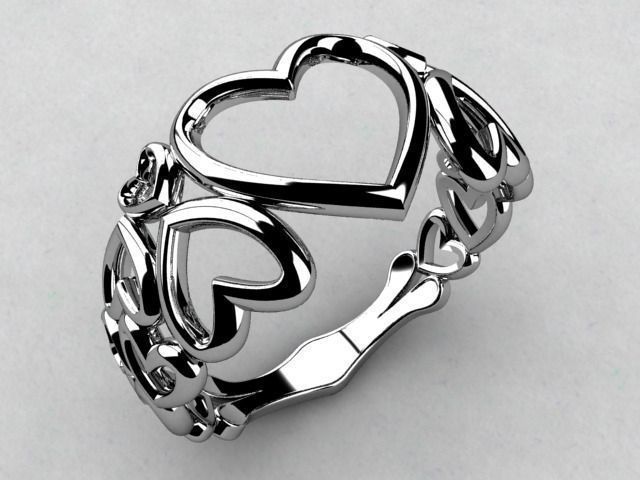 ring herzen diamant gold schmuck edelsteine makerschallenge ringe 3D print model - Mito3D