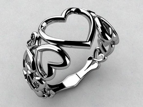 ring hearts jewelry diamond gold jewellery gems makerschallenge rings 3d print model - Mito3D