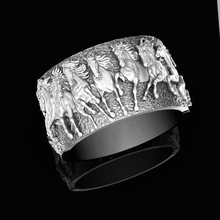 ring herd of horses jewelry precious luxury silver jewel horse horserace printable fashion rings 3d print model - Mito3D