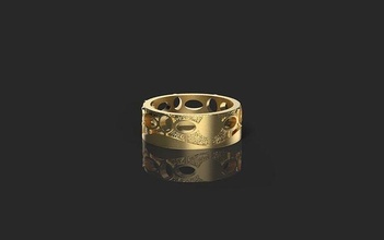 squillare buchi 3d modello anelli oro d'oro gioielleria argento stampabile design moda astratto 3d print model - Mito3D