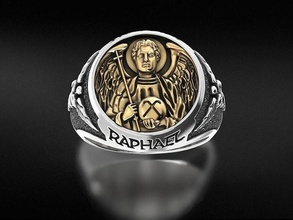 yüzük kutsal baş melek Raphael 656 3dprinted moda tasarım altın mücevher takı Yazdır yazdırılabilir baskı prototip oluşturma yüzükler gümüş 3d print model - Mito3D