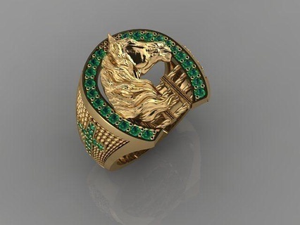 Ring Pferd Schmuck Gold hölzern Ringe druckbar Tiere Tier Ringpferd Diamant Juwel Sterling Anhänger Luxus 3d print model - Mito3D
