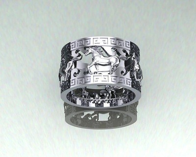 bague cheval bijoux antique richesse luxe précieux or acier laiton mode diamant anneaux argent imprimable bijou mariage 3d print model - Mito3D