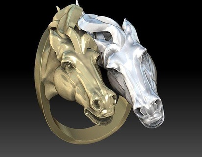 ring horses love gold horse jewellery djedy jewelry rings 3d print model - Mito3D