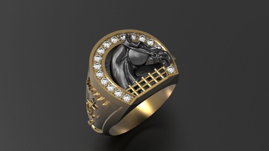 squillare ferro cavallo gioielleria uomini oro lusso moda gemma argento passatempo brillante diamante arte perština sigillo walru sterlina bellezza anelli 3d print model - Mito3D