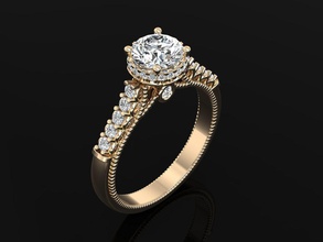 Ring id 002 Schmuck wertvoll Luxus leuchtenden Gold Engagement Diamant Mode Juwel Hochzeit druckbar Ringe Victoria viktorianisch Stil Verragio Juwelen 3d print model - Mito3D