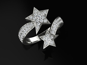 anillo id 003 joyería joya precioso lujo brillante oro compromiso diamante Moda Boda imprimible anillos Chopard estrella joyas estrellas chanel 3d print model - Mito3D