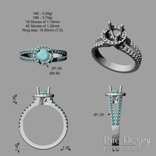 ring-id-10002 Schmuck ring diamond Diamanten gold 3d drucken Modell genial Juwel engagement Silber gem Edelstein Stein Diamant-ring bedruckbar ist Hochzeit cut Ringe 3d print model - Mito3D