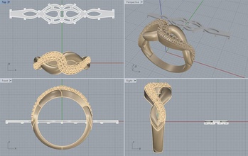 ring infinity jewelry gold silver stone diamond printable rings 3d print model - Mito3D