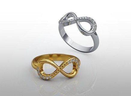 ring infinity stones wedding jewelry weddingring ornament gold models prototyping cnc printing printable rings love betrothal gemstones bride groom lovering loving 3d print model - Mito3D