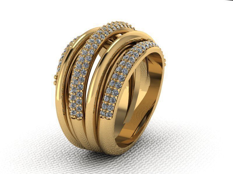 ring interlaced stripes jewelry wide wedding rings 3D print model - Mito3D