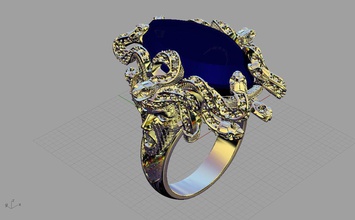 anillo jellyfish medusa diamantes joyería joya moda oro medusa brillante diamante plata belleza 3d 3dmodel original serpiente cara gorgona anillos 3d print model - Mito3D