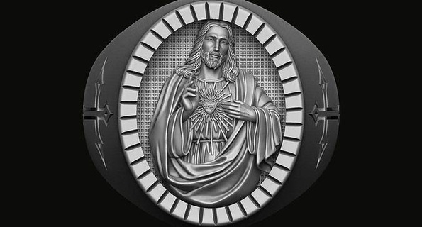 yüzük isa kutsal kalp Tanrı Katolik kilise aziz kolye takı mücevher dua namaz Vesika Bahçe Gethsemane Sanat heykeller Mary altın yüzükler 3d print model - Mito3D