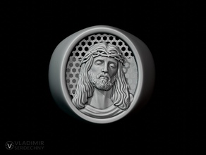 ring jesus jewelry symbol head art printable design portrait rings 3d print model - Mito3D