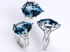 gioielli anello diamante stl 3dm gemma oro bianco argento la pietra ovale moda max zaffiro ruby cabochon accessori donna ragazza regalo anelli 3d print model - Mito3D