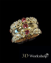 ring-Schmuck-studio-3d-workshop Schmuck gold gemusterte ring Frau Ringe 3d print model - Mito3D