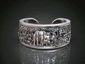 squillare giungla elefanti famiglia dimensioni Africa India natura foresta safari gioielleria argento donne uomini anelli 3d print model - Mito3D