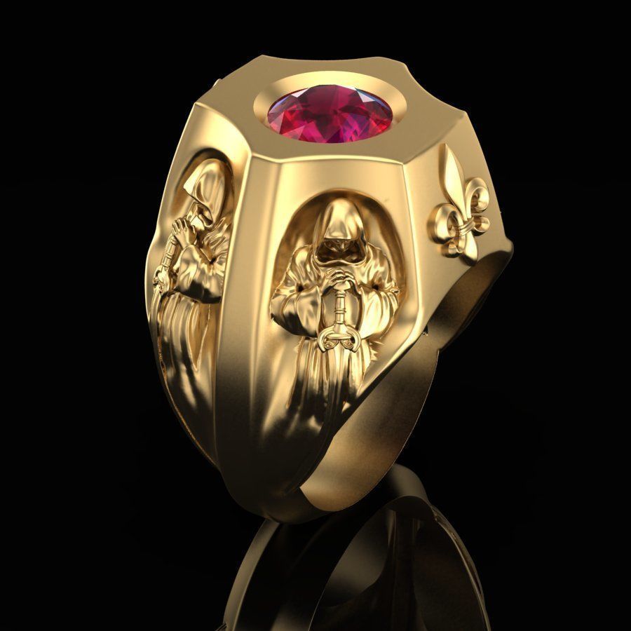 ring bewahrer schmuck gold silber mode juwel rubin fantasie maskottchen amulett talisman ringe 3D print model - Mito3D