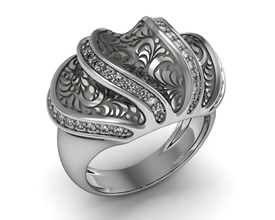 anillo khokhloma gemas plata oro joya joyería diamante imprimible lujo moda libra esterlina joyeria patrón platino anillos 3d print model - Mito3D
