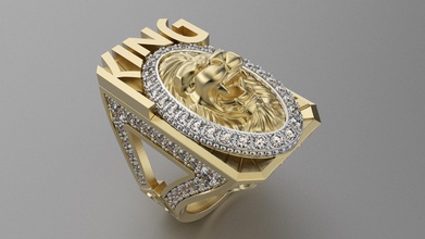 anillo del rey la joyería león plata de oro animalring imprimible compromiso boda moda los anillos 3d print model - Mito3D