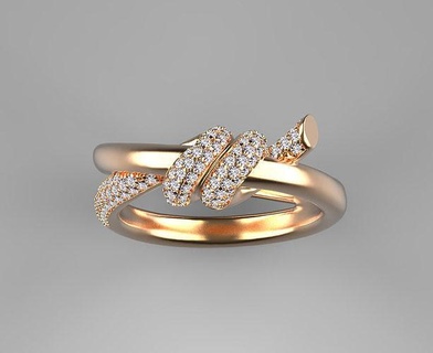 Ring Knoten sperren Knoten Bogen Ring Gold Schmuck Diamant Tiffany Armband Ohrringe Schmuck brillant Tifany Ringe 3d print model - Mito3D