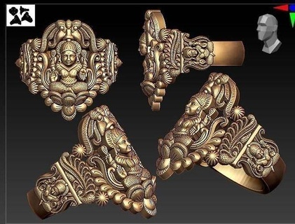 Ring Laxheit Silber Gold Mutter Idol laxmi indisch murti Schmuck Anhänger Ringe 3d print model - Mito3D