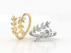 ring leaf 004 cadfile jewel precious jewellery gold jewelry olivering rings 3d print model - Mito3D
