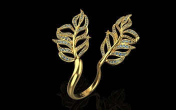 anillo hoja 1346 anillos oro plata diamante imprimible platino joya brillante joyería libra esterlina compromiso Moda belleza 3d print model - Mito3D