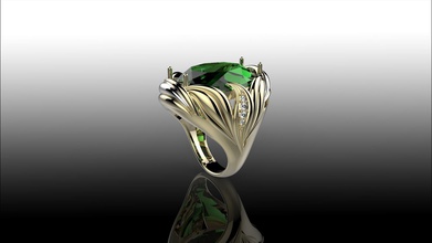 anello foglia gioielli oro gioiello anelli diamante argento molto utile stampabile gemma brillante di diamanti 3d print model - Mito3D