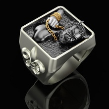 bague laisse bijoux argent or bijou sterling diable suzerain seigneur exclusif mode démon satan lucifer anneaux 3d print model - Mito3D