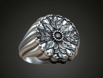 squillare foglie gemma taglia gamma gioielleria anelli quercia foglia cad maschio oro stampabile nero diamante floreale fiore argento ossidato 3d print model - Mito3D