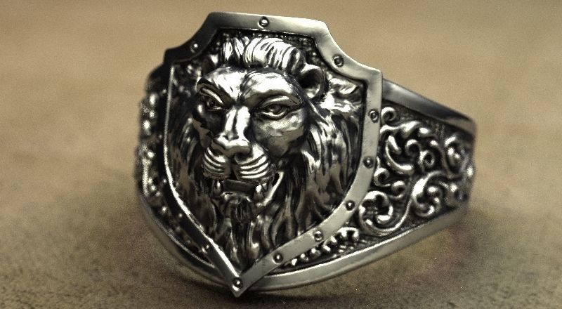 anel de leão do escudo jóias leon motociclistas moto anéis 3D print model - Mito3D