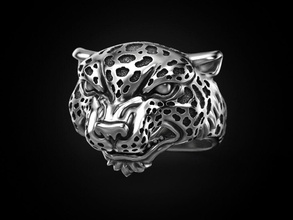 ring leopard Schmuck drucken 3dprinted bedruckbar ist Ringe design Juwel printabl gold andere prototyping Silber biker Schwärzung textur cat 3d print model - Mito3D