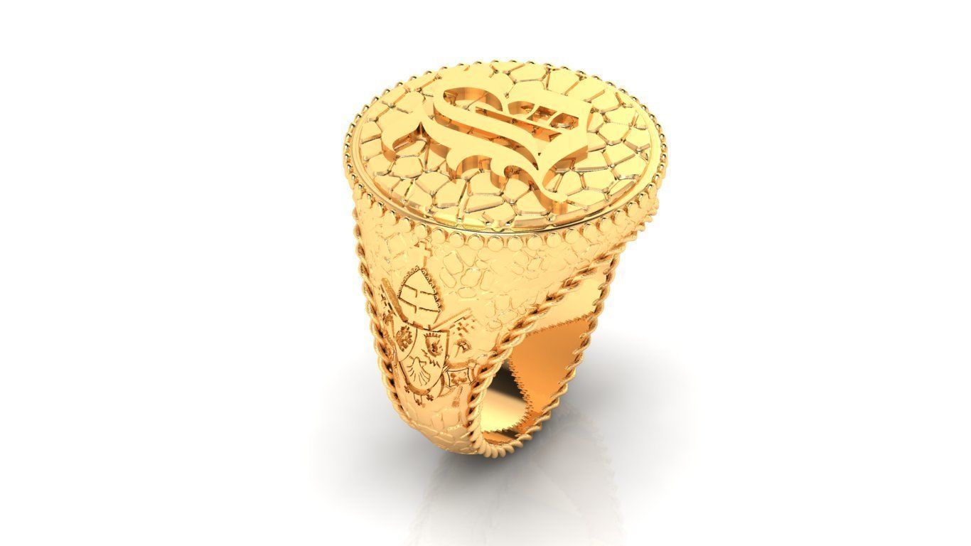 anillo de la letra b papa joyería zbrush impresión los hombres joyas joyero creación prototipos diamante imprimible diario zodiac gem signo astrológico anillos 3D print model - Mito3D