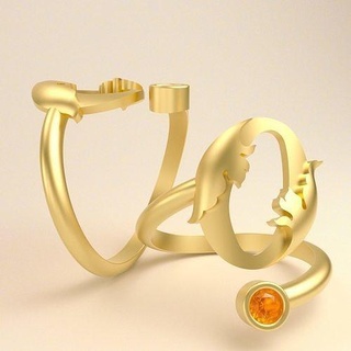 ring letter wedding gold jewelry marriage love art diamond jewel gem rings 3d print model - Mito3D