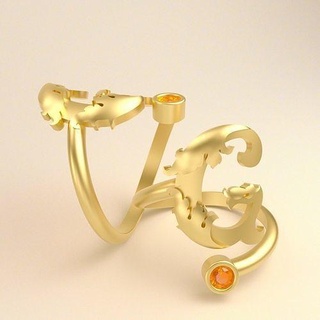 ring letter g gold wedding jewelry silver diamond art rings 3d print model - Mito3D
