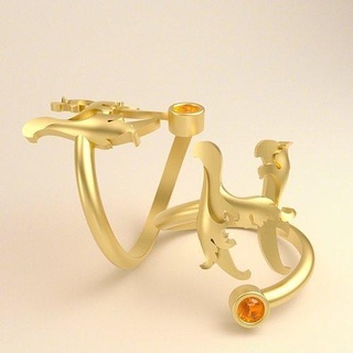 Ring Brief Gold Kunst Schmuck Hochzeit Engagement Silber Diamant Juwel Ringe 3d print model - Mito3D