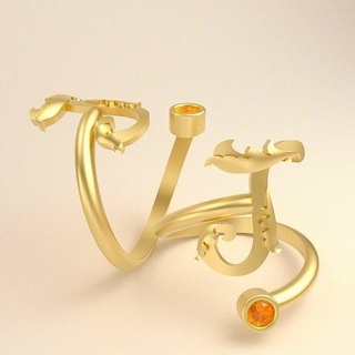 Ring Brief Gold Hochzeit Schmuck Kunst Engagement Silber Diamant Juwel Ringe 3d print model - Mito3D