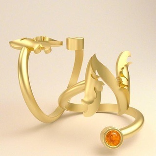 ring letter n gold wedding jewelry marriage love art diamond jewel gem rings 3d print model - Mito3D