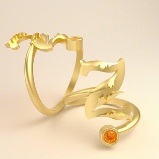 ring letter z jewelry gold diamond jewel jewellery wedding gem fashion rings 3d print model - Mito3D