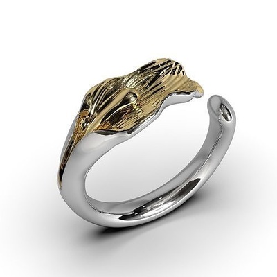 ring lilie blütenblatt gold silber druckbar schmuck hochzeit juwel ringe botanisch vegetation pflanze leuchtenden zeitplan glasiert chrom 3d print model - Mito3D