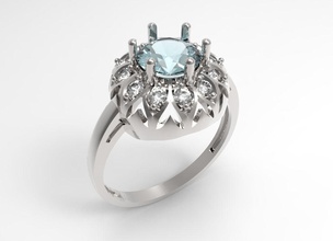 ring lily stl jewelry rings jewel diamond gem wedding platinum engagement gemstone gems gold precious brilliant gemstones 3d print model - Mito3D