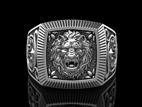 anillo león actualizar joyería joya impresión 3dprinted imprimible anillos diseño dorado oro prototipos plata motociclista hombre talla lirio 3d print model - Mito3D