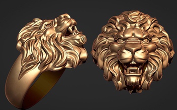 anillo león joyería joya boda pulsera colgante pendiente pendientes hombres gemelos oro plata platino crucifijo cruzar anillos imprimible 3d print model - Mito3D
